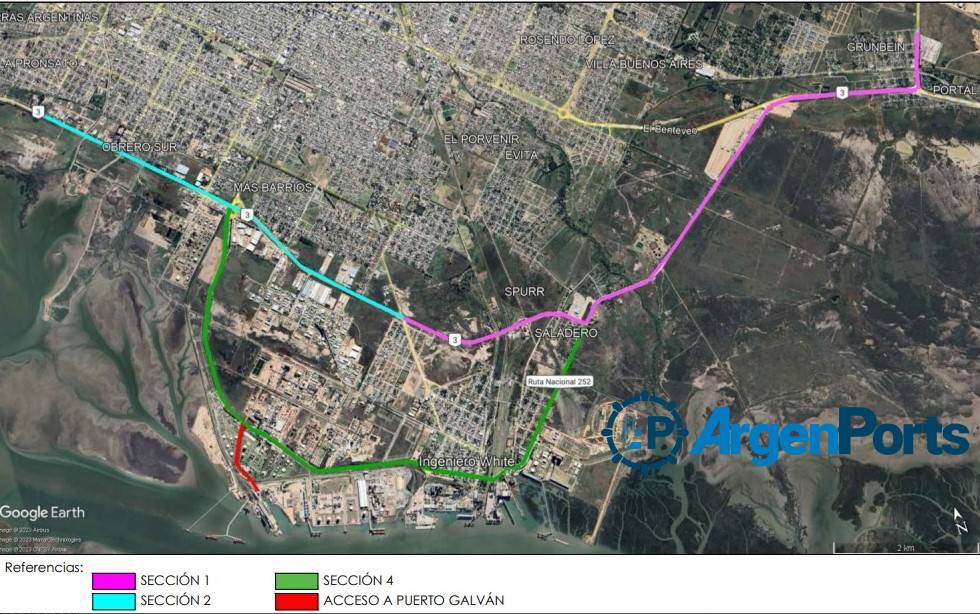 accesos viales puerto bahia blanca